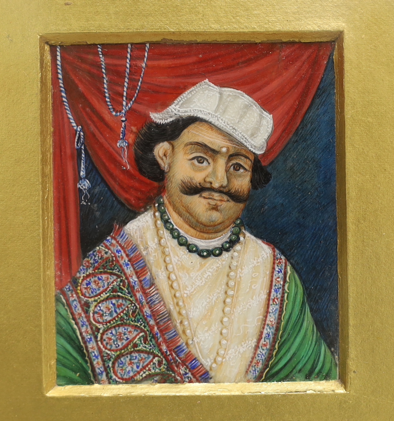 A 19th century Indian miniature portrait of a noble gentleman, on ivory CITES Submission reference TZ9TG9RQ